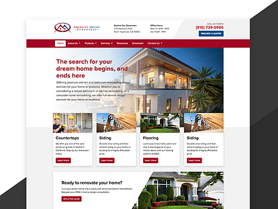 Homepage - America's Dream HomeWorks contractor design desktop home remodeling site ui ux website