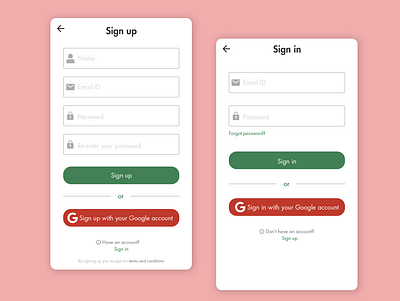 sign in and sign up page android app clean dailyui dailyuichallenge design minimal mobile modern sign up signin signup screen simple design ui