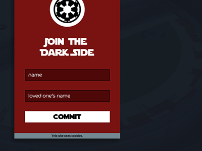 Join the Dark Side (#001) 001 cookies dailyui dark side day 1 sign up sith star wars