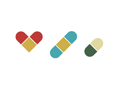 Heart Medica – Brand Icons band aid blue brand gold green heart icons medical pill red