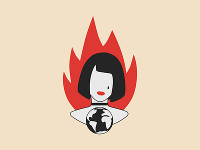 Home on fire benya black white design earth figma fire girl home illustration inspiration minimalism red red and black vector