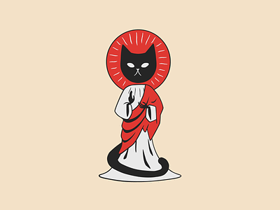 Sect benya black white cat design figma idol illustration inspiration jesus red red and black vector