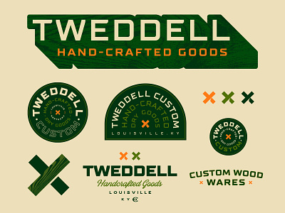 Tweddell | Handcrafted Goods badge branding crafts craftwork lettering logo mark symbol type typography wood x