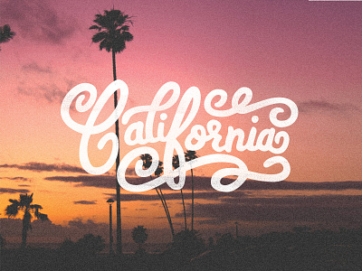 California california clouds flourishes lettering palm tree script sunset typography