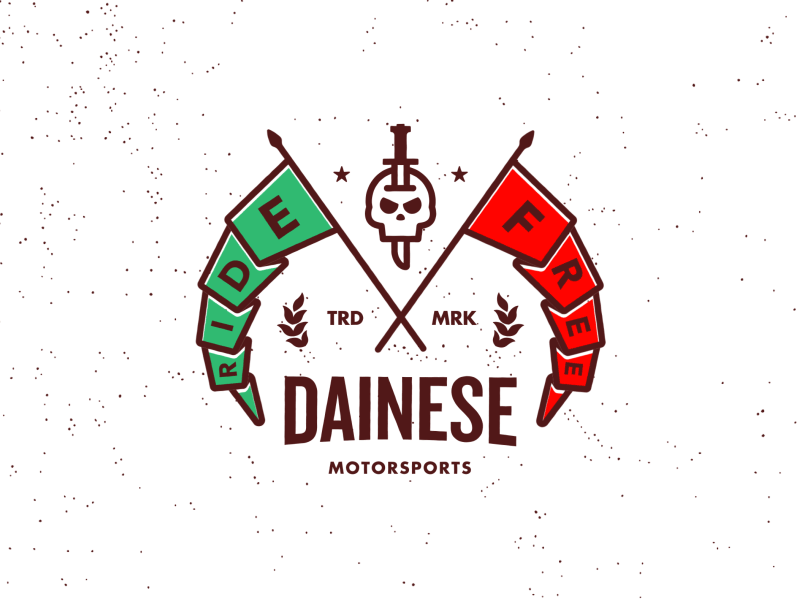 Dainese Motorsports | Flags animation badge banner bike skull flag italy knife motorcycle motorsports