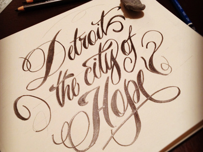 Detroit, the city of Hope city detroit drawing flourishes hand drawn hope lettering script sketch typography