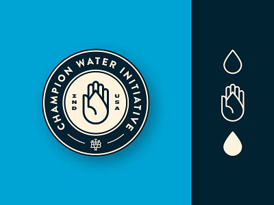 Champion Water | Badge africa badge branding circle drip drop hand palm rain water wells