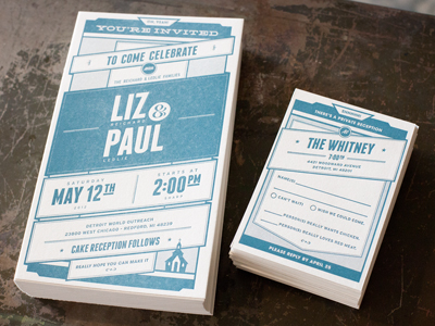 Paul & Liz Wedding Invites branding church invites letterpress print rsvp typography wedding