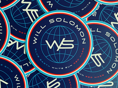 Will Solomon | Sticker blue blue and white branding earth globe mars planet red space sticker stickermule sun