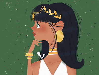 Happy Cleo cleopatra cute goddess gold greek happy illustration jewels profile queen