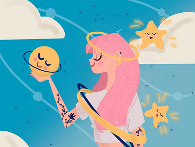 IMG 0016 illustration pinkhair planetgirl space
