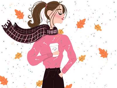 Sweater Weather autumn coffee fall pink ponytail sweater