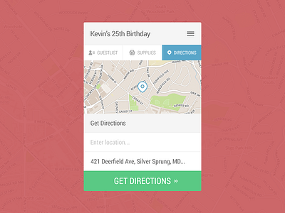 Party Planning App app design directions flat map party