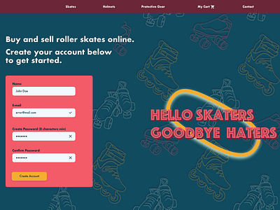 Hypothetical Roller Skate Sales Landing Page dailyui dailyui 002 design ux