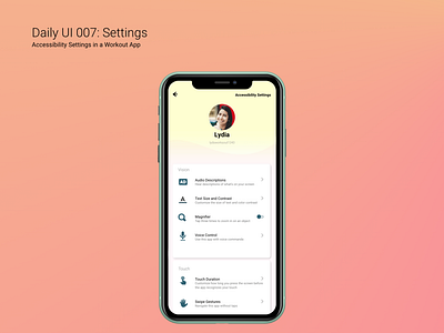 Daily UI 007: Settings | Accessibility Settings in a Workout App