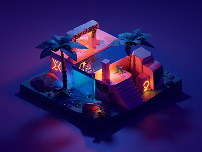 Ruins 3d blender low poly