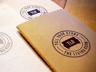 The Living Room Hand Stamped Moleskine branding cicle engraved stamp identity ink maple stamp moleskine red rubber stamp rubber stamp stamp