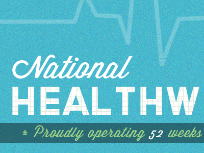 National Health Week blue green grid health poster print texture white