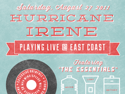 Now Playing: Hurricane Irene bebas deming duke hurricane irene illustration infographic lettering onramp print ranger texture typography weather wisdom script