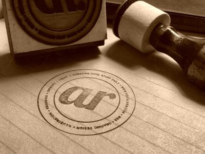 Creating Cool Stuff Daily [Rubber Stamp] branding circle identity ink logo personal branding photoshop rubber stamp stamp wood