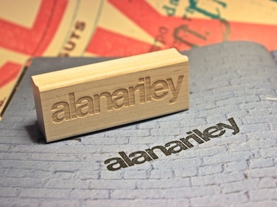 Alana Helvetica Stamp branding helvetica identity ink personal branding rubber stamp stamp typography wood