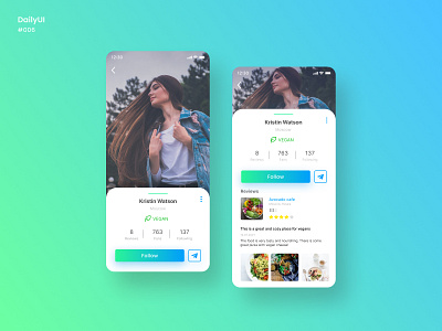 User Profile Design 006 app daily daily 100 challenge daily ui dailyui dailyuichallenge figmadesign food app mobile mobile app profile ui uiux userprofile