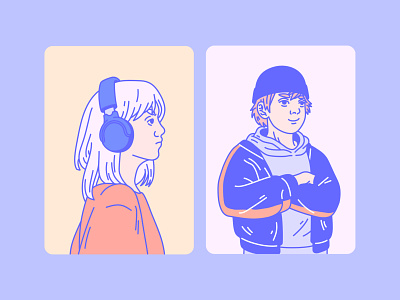 Headphone and hat character color design exploration illustration illustrator minimalist work