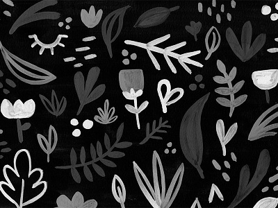 Greyscale floral illustration pattern