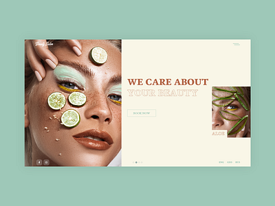 Beauty Salon aloe vera art beauty booking brown daily design green makeup model online salon skincare texture ui ux