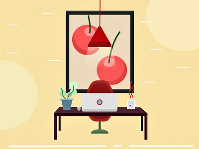 Cherry workplace 2d affinitydesigner art color design illustration illustrator place vector