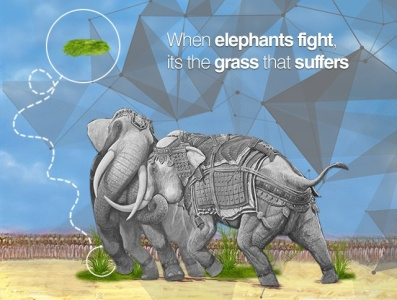 Elephant Fight advertisment art design grass illustration quote