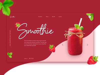 Strawberry smoothie concept color concept design juice main page smoothie strawberry ui web