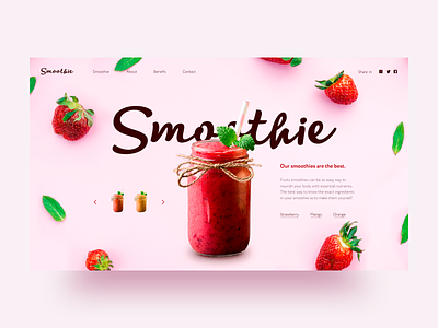Strawberry smoothie concept 2 color concept design main page smoothie strawberry ui web