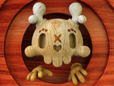 Deadwood No5 3d pop art skull.wood theodoru