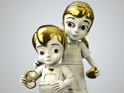 Hansel and Gretel 3d cartoon character design hansel and gretel