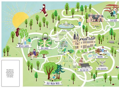 Waddesdon Manor NT Visitor Mindfulness Map cartography hand drawn illustrated map illustration illustration art illustration design map mapping maps tourist map visitor map