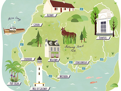 Guardian Road Trip map of Dumfries and Galloway by Bek Cruddace on Dribbble