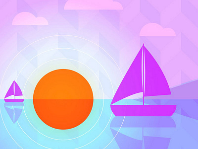 Dribbble Summersailing colours geometry illustration orange purple shapes simple stylish sunset