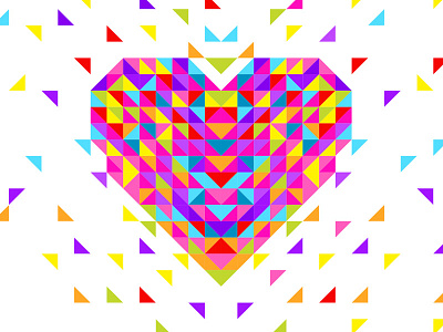 Big Heart color colour colours geometric heart love shapes share the love show some love triangles