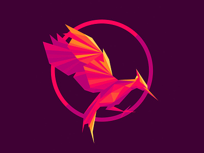 CatchingFire LowPolyArt The Hunger Games bird catchingfire hungergames katniss lowpolyart mockingjay pink polygons red shapes