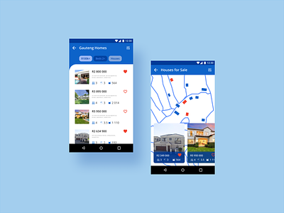 Digital Real Estate: Search Results + Map Location Screens cards dailyui design figma maps mobile mobile ui property realestate simsuxui ui ux