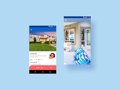 Digital Real Estate: Product Details + 3D Tour Screens android android app dailyui design figma mobile mobile ui property realestate simsuxui ui ux