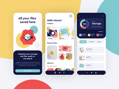 Storage App for Crowwwn app design flat graphic design illustration minimal mobile ui ui design web