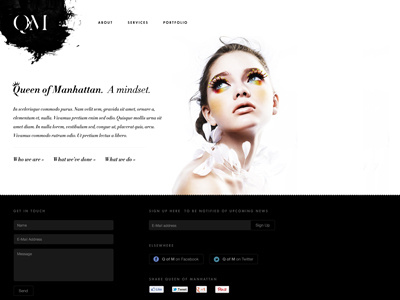 Q of M website draft classy footer makeup manhattan monochrome nyc website wordpress