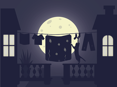 Cat at night cat illustration moon night vector