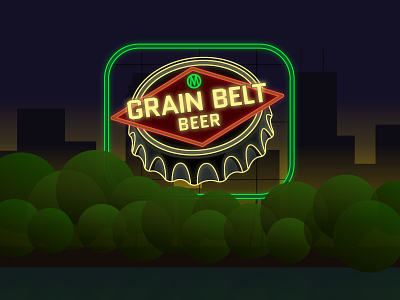 Grain Belt By Night beer design grain belt illustration illustrator landmark minneapolis minnesota sign