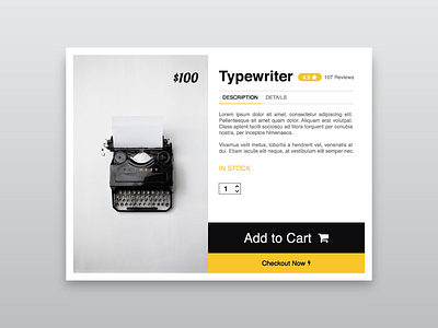 Day 002 - Product Card add buy buy now card cart e commerce flat minimal product shop typewriter