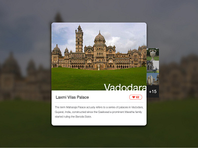 Day 014 - Location Card about baroda city gujarat minimal palace tourism ui vadodara widget