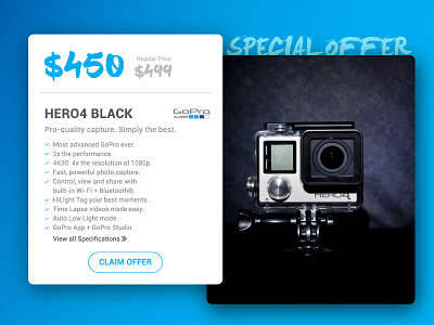 Day 017 - Special Offer ad advertise banner card claim go pro gopro hero offer special ui