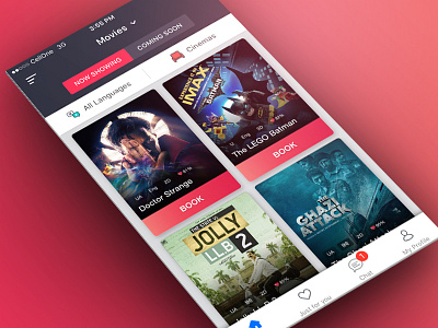 BookMyShow HomeScreen Concept book booking card cinema grid home page movie ticket ui ux